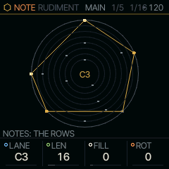 RUDIMENT on FM6, NOTE MAIN: the rings, the lane in front's note in the middle.